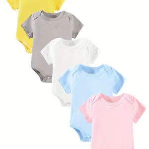 🎀 Korte Mouwen Babyrompertje – Verkrijgbaar in 5 Kleuren